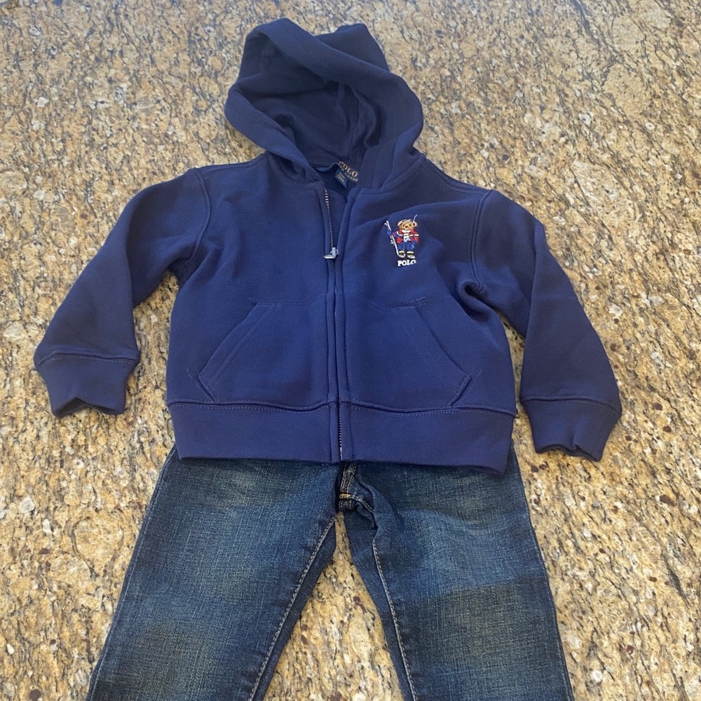 Polo by Ralph Lauren Hoodie and Denim Jeans Set 2T